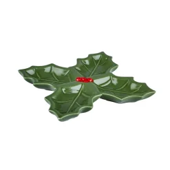 Online New Year Butcher's Broom 4-Section Snack Bowl, 18cm, Green Bowls