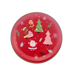 Outlet New Year Christmas New Generation Bone Golden Line Side Plate, 19.5cm, Red Multi Side Plates