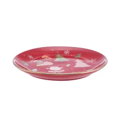 Outlet New Year Christmas New Generation Bone Golden Line Side Plate, 19.5cm, Red Multi Side Plates