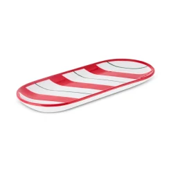 Hot New Year Christmas Candy Stripe Serving Plate, 28cm, Red Serving Platters