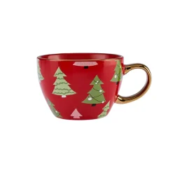 Hot New Year Christmas New Generation Bone Golden Line Mug, 325ml, Red Multi Mugs