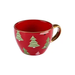 Hot New Year Christmas New Generation Bone Golden Line Mug, 325ml, Red Multi Mugs