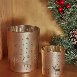 New Year Christmas Helena Glass Candle Holder, 7cmx7.8cm, Candle Holder