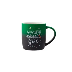 New New Year Christmas Soft Touch Porcelain Mug, 340ml, Green Multi Mugs