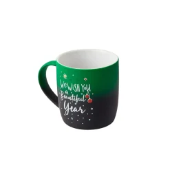 New New Year Christmas Soft Touch Porcelain Mug, 340ml, Green Multi Mugs