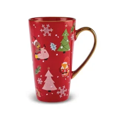Clearance New Year Christmas New Generation Bone Golden Line Mug, 560ml, Red Multi Mugs