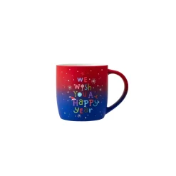 New Year Christmas Soft Touch Porcelain Mug, 340ml, Red Multi Mugs