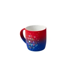 New Year Christmas Soft Touch Porcelain Mug, 340ml, Red Multi Mugs