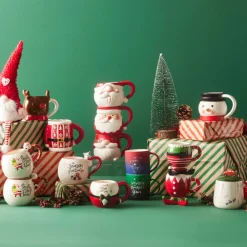 New Year Christmas Soft Touch Porcelain Mug, 340ml, Red Multi Mugs
