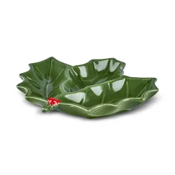Discount New Year Christmas Butcher's Broom Serving Plate, 20cm, Green Serving Platters