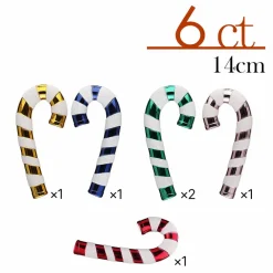 Hot New Year Christmas Candy Stick Tree Decoration Set, 6 Piece, 14cm, Multi Ornaments