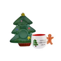 New Year Christmas 2-Piece Porcelain Tea Cup and Saucer Set, 180ml, White Green Tea Set