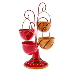 Discount New Year Christmas Corrousel Ceramic Snack Bowl with Stand, 32cm, Multi Bowls