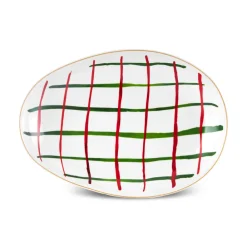 Sale New Year Christmas Butcher's Broom Oval Serving Platter, 26cm, Multi Serving Platters