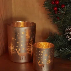 New New Year Christmas Helena Glass Candle Holder, 10cmx12.5cm, Candle Holder