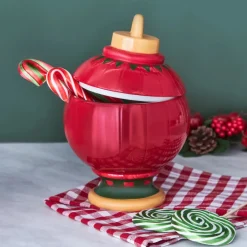 Online New Year Christmas Ball Ceramic Storage jar, 20cm, Multi Storage Jars|Microwave Dishes & Bowls