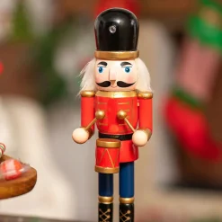 New New Year Christmas Nutcracker with Drums Figure, 25cm, Red Multi Ornaments