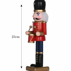 New New Year Christmas Nutcracker with Drums Figure, 25cm, Red Multi Ornaments