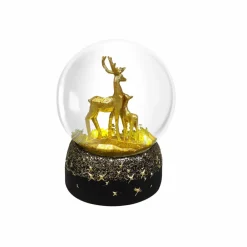 Discount New Year Christmas Deer Led Light Snow Globe, 8cmx8cmx10.5cm, Black Gold Ornaments