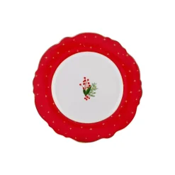 Outlet New Year Christmas Dreamy Porcelain Side Plate, 22cm, Red Multi Side Plates