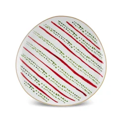 Best New Year Christmas Butcher's Broom Green Dot Side Plate, 20,5cm, Multi Side Plates