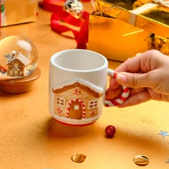 Online New Year Christmas House Snowball Mug, 390ml, Multi Mugs