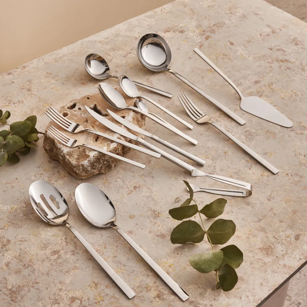 Nil 91-Piece Stainless Steel Cutlery Set with Serving Set, Silver Cutlery Sets