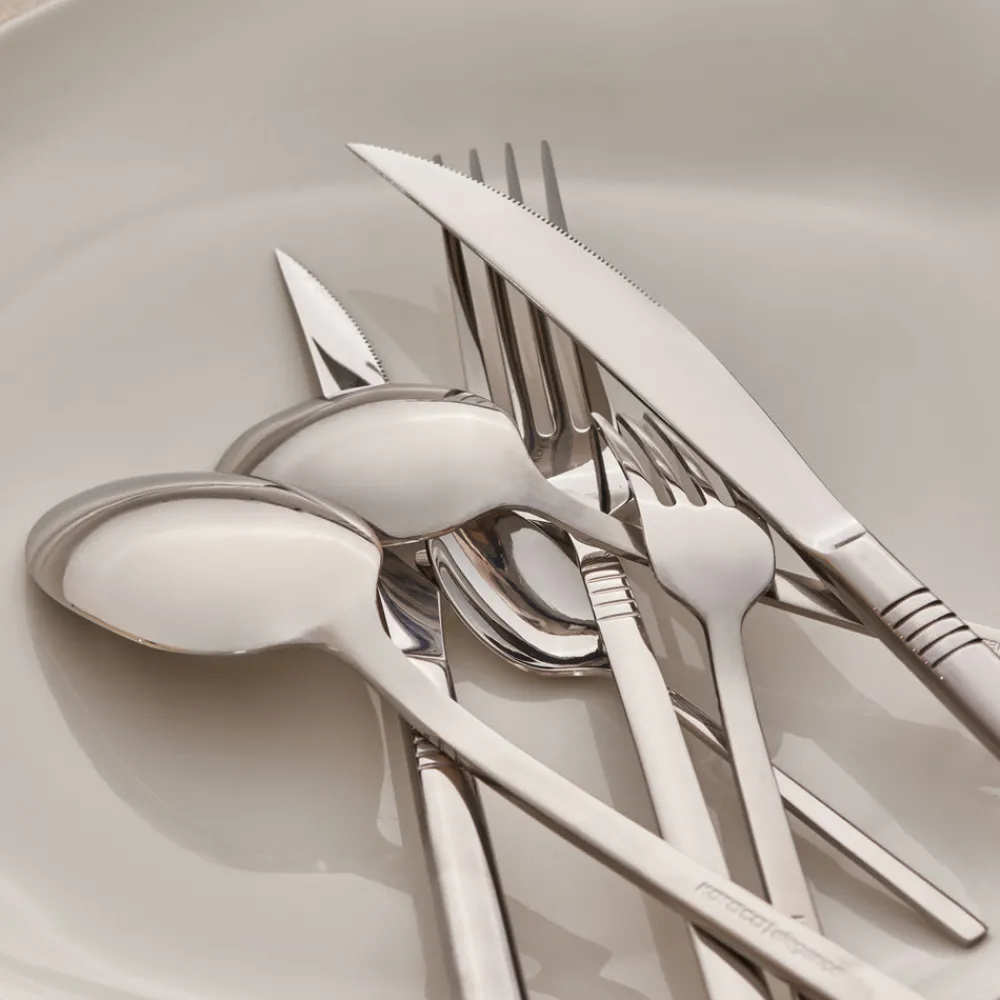 Nil 91-Piece Stainless Steel Cutlery Set with Serving Set, Silver Cutlery Sets