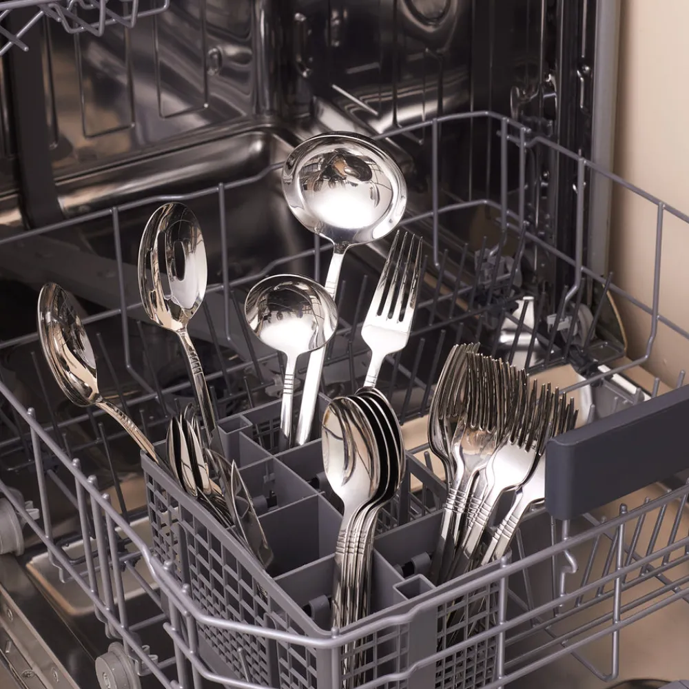 Nil 91-Piece Stainless Steel Cutlery Set with Serving Set, Silver Cutlery Sets