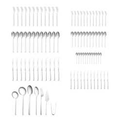 Nil 91-Piece Stainless Steel Cutlery Set with Serving Set, Silver Cutlery Sets