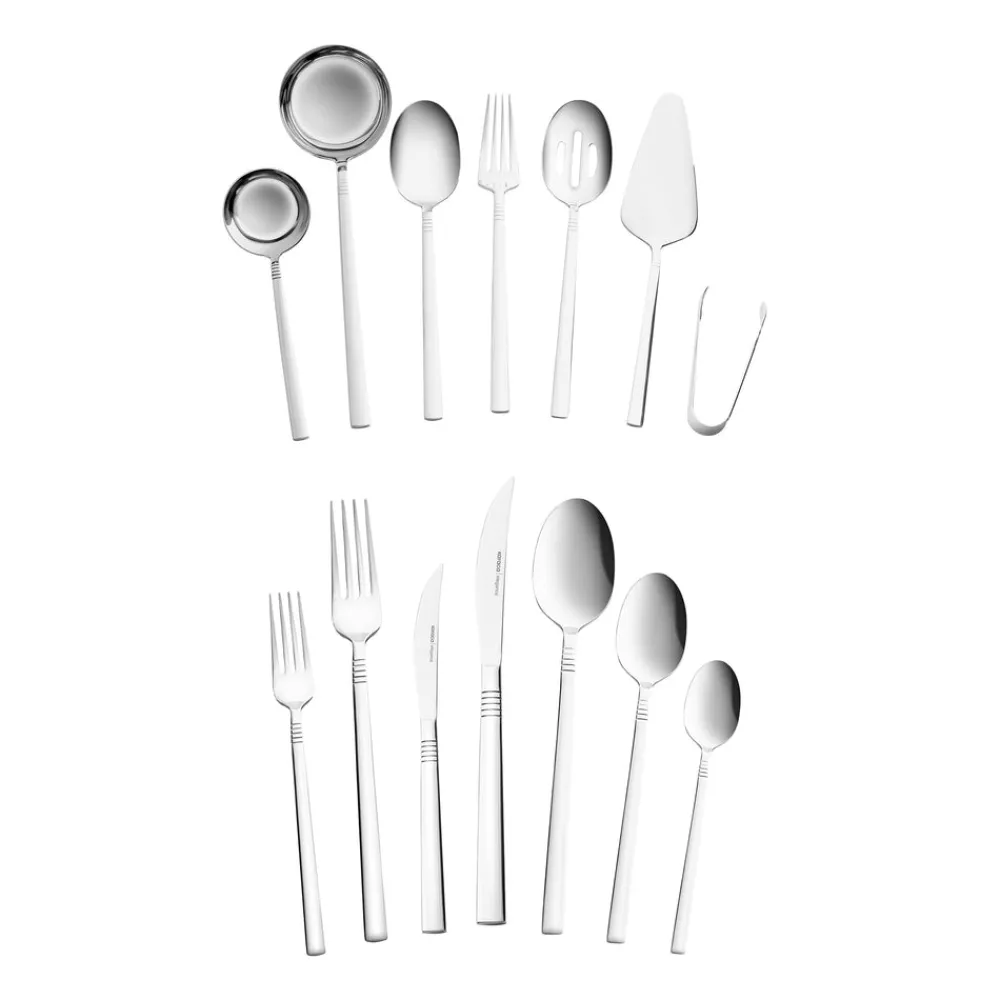 Nil 91-Piece Stainless Steel Cutlery Set with Serving Set, Silver Cutlery Sets