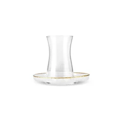 Clearance Nilufer 12-Piece Turkish Tea Set for 6 People, Transparent Turkish Tea Sets