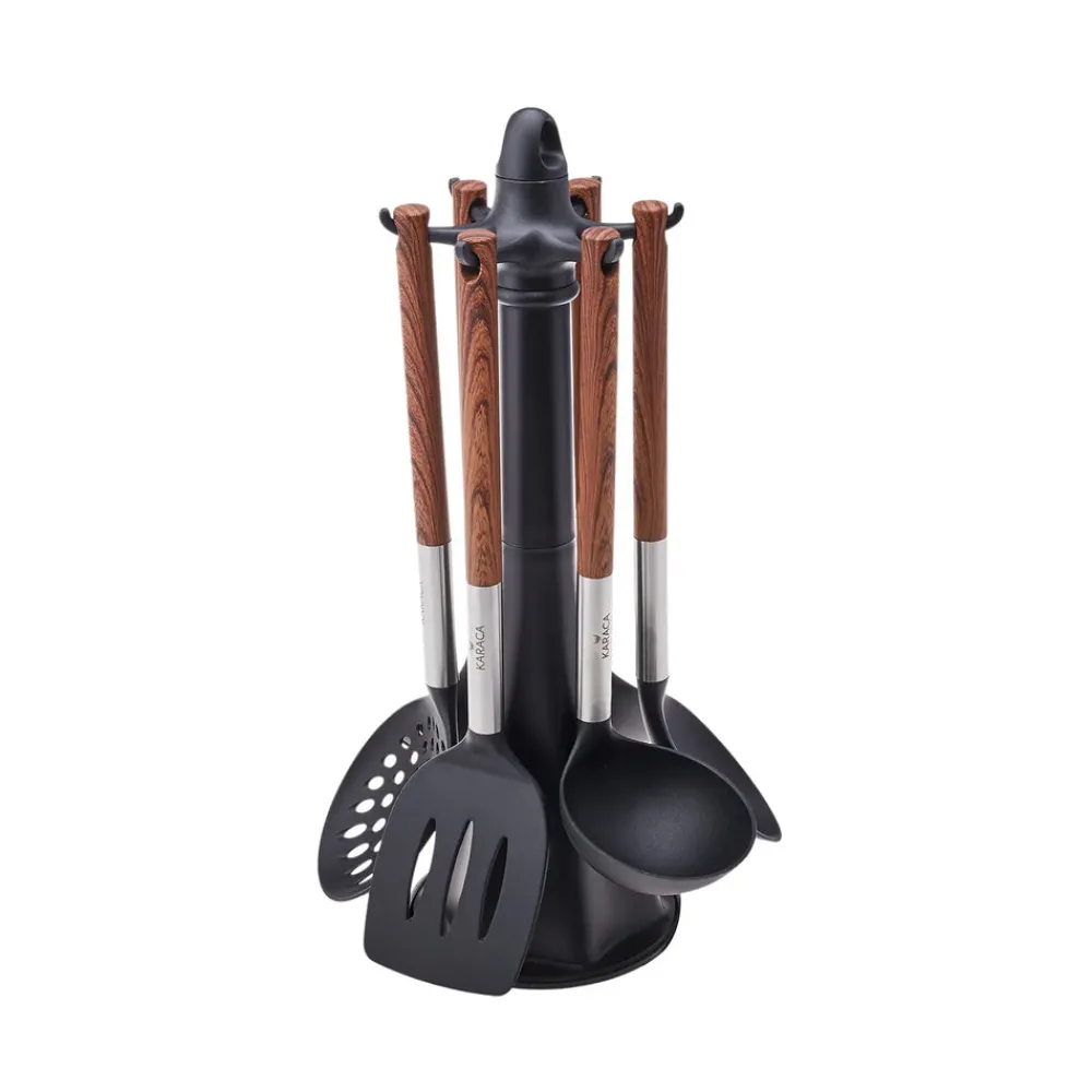 Online North Star 6 Piece Kitchen Utensil Set with Stand, Multi Kitchen Utensils
