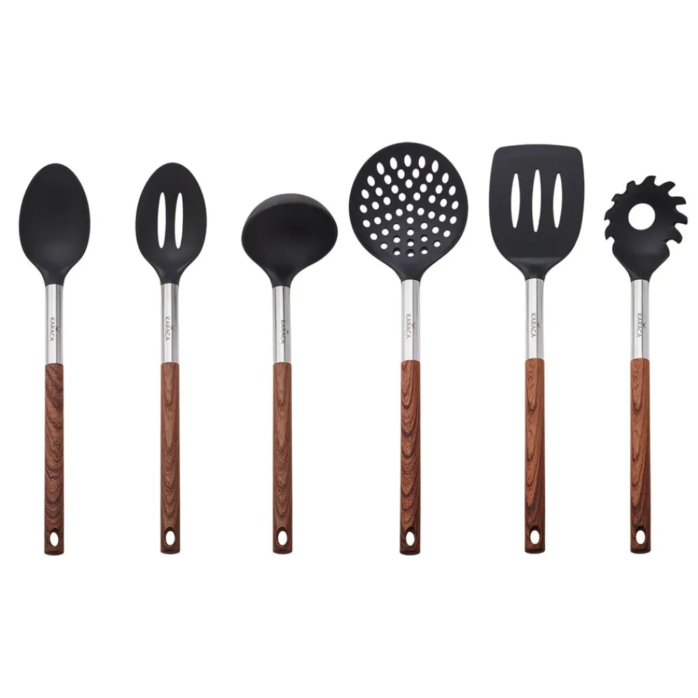 Online North Star 6 Piece Kitchen Utensil Set with Stand, Multi Kitchen Utensils