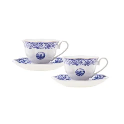 New Old Town 4-Piece Porcelain Tea Cup Set for 2 People, 220ml, Blue Tea Set