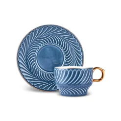 Discount Olympian 12-Piece Porcelain Turkish Coffee Cup Set for 6 People, 90ml, Blue Espresso & Turkish Coffee Cup Sets