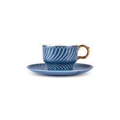 Discount Olympian 12-Piece Porcelain Turkish Coffee Cup Set for 6 People, 90ml, Blue Espresso & Turkish Coffee Cup Sets