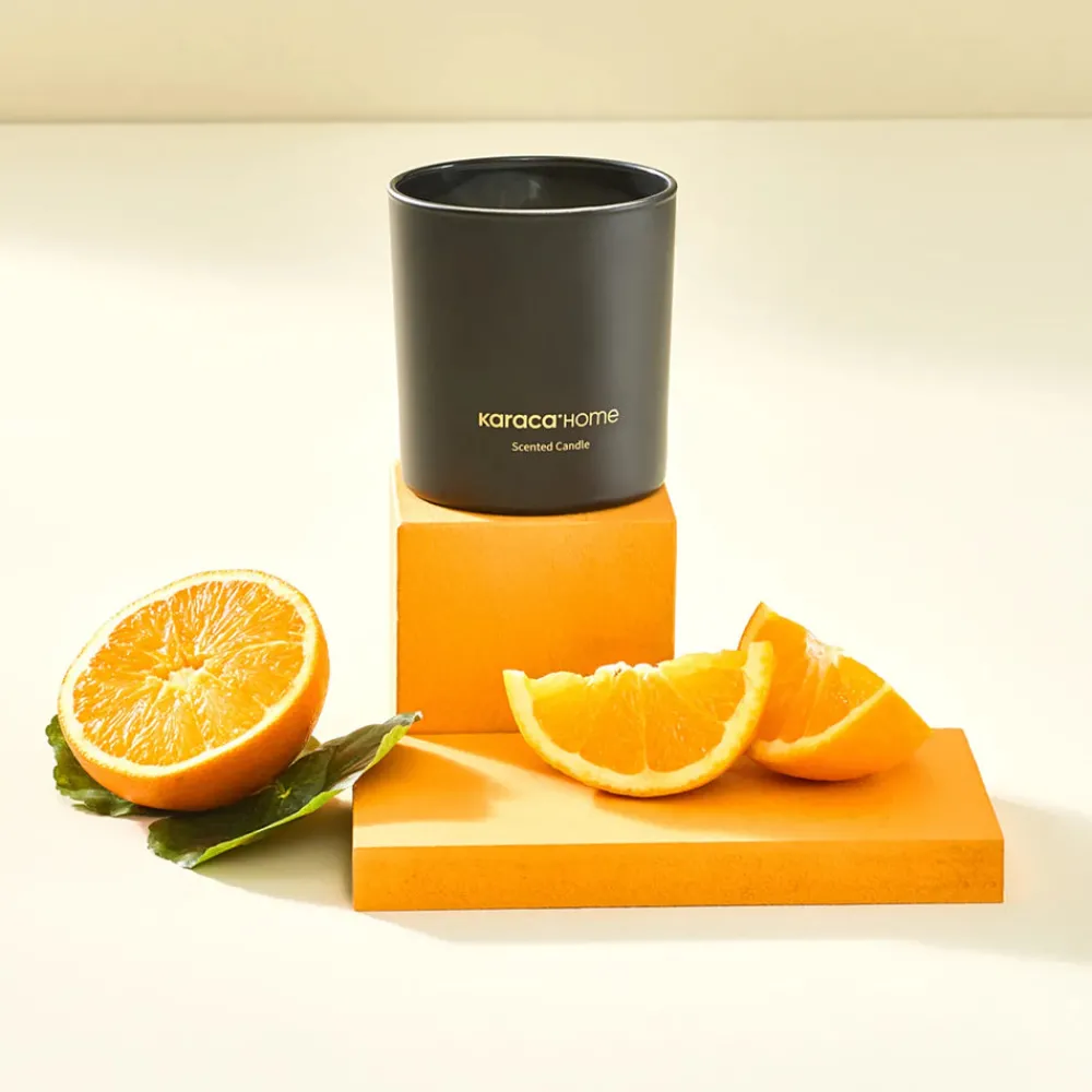 Sale Orange Blossom Candle and Candlestick, Black Candle Holder|Candles