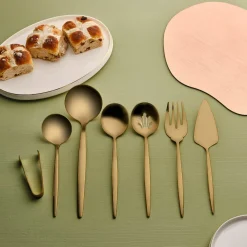 Hot Orion 7-Piece Stainless Steel Serving Set, Matte Gold Kitchen Utensils