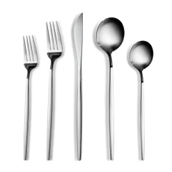 Online Orion 30-Piece Stainless Steel Cutlery Set for 6 People, Platinum Cutlery Sets