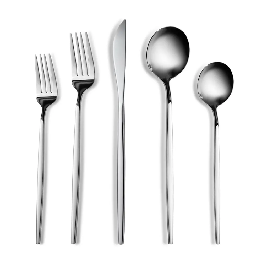 Online Orion 30-Piece Stainless Steel Cutlery Set for 6 People, Platinum Cutlery Sets