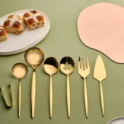 Hot Orion 7Piece Stainless Steel Serving Set, Shiny Gold Kitchen Utensils