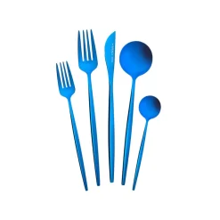 Clearance Orion 30-Piece Stainless Steel Cutlery Set for 6 People, Blue Cutlery Sets