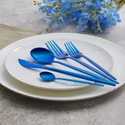 Clearance Orion 30-Piece Stainless Steel Cutlery Set for 6 People, Blue Cutlery Sets
