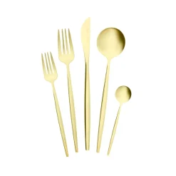 Outlet Orion 30-Piece Stainless Steel Cutlery Set for 6 People, Matte Gold Cutlery Sets