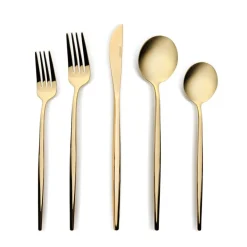 Clearance Orion 30-Piece Stainless Steel Cutlery Set for 6 People, Shiny Gold Cutlery Sets