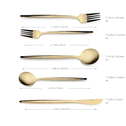 Clearance Orion 30-Piece Stainless Steel Cutlery Set for 6 People, Shiny Gold Cutlery Sets