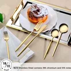 Clearance Orion 30-Piece Stainless Steel Cutlery Set for 6 People, Shiny Gold Cutlery Sets