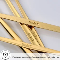 Clearance Orion 30-Piece Stainless Steel Cutlery Set for 6 People, Shiny Gold Cutlery Sets