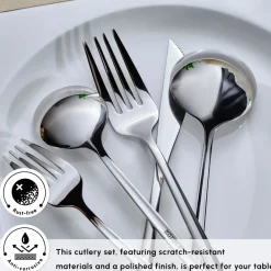 Orion Silver 60-Piece Stainless Steel Cutlery Set for 12 People, Silver Cutlery Sets